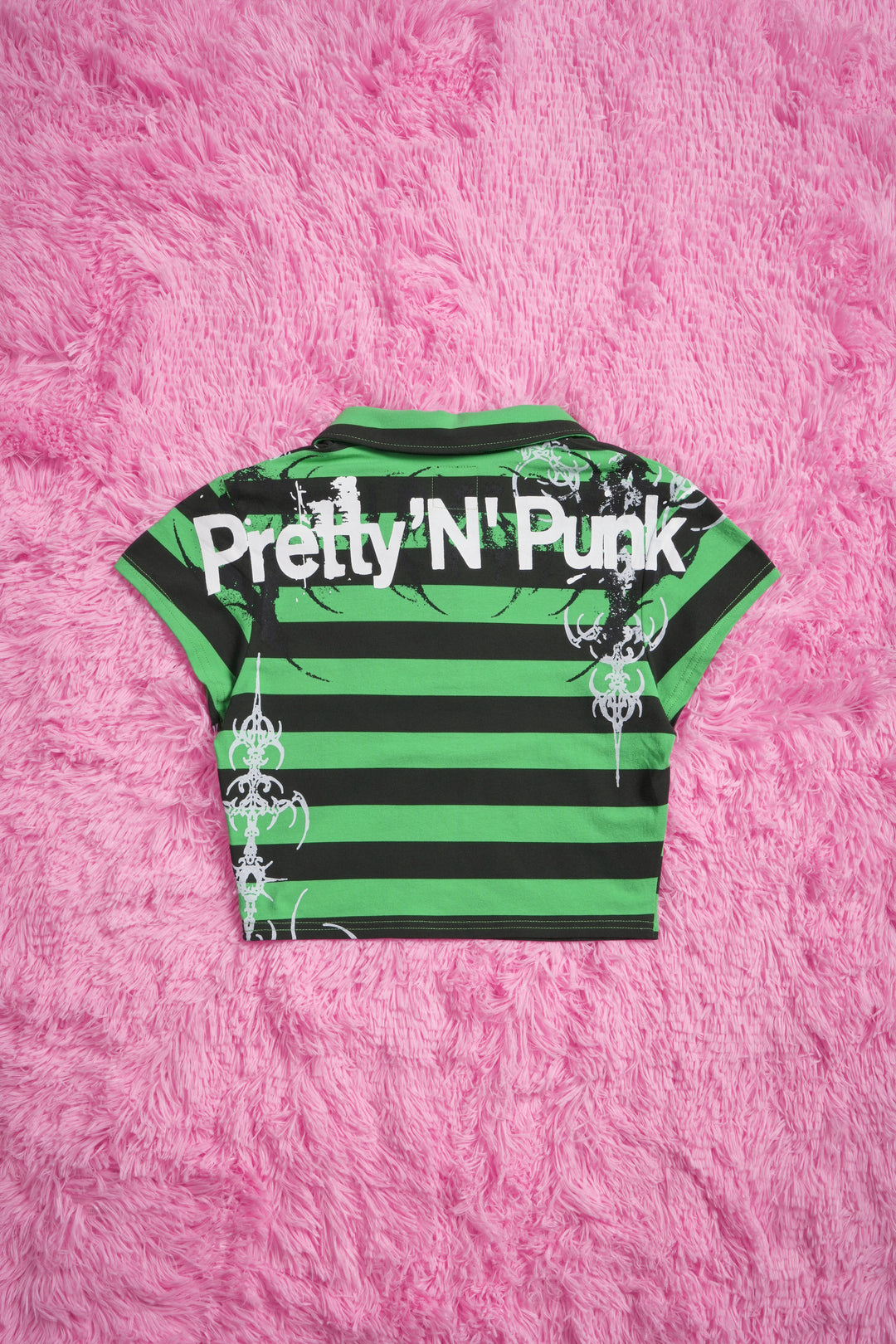 Varsity Villain Mini Cropped Polo in Green/Black