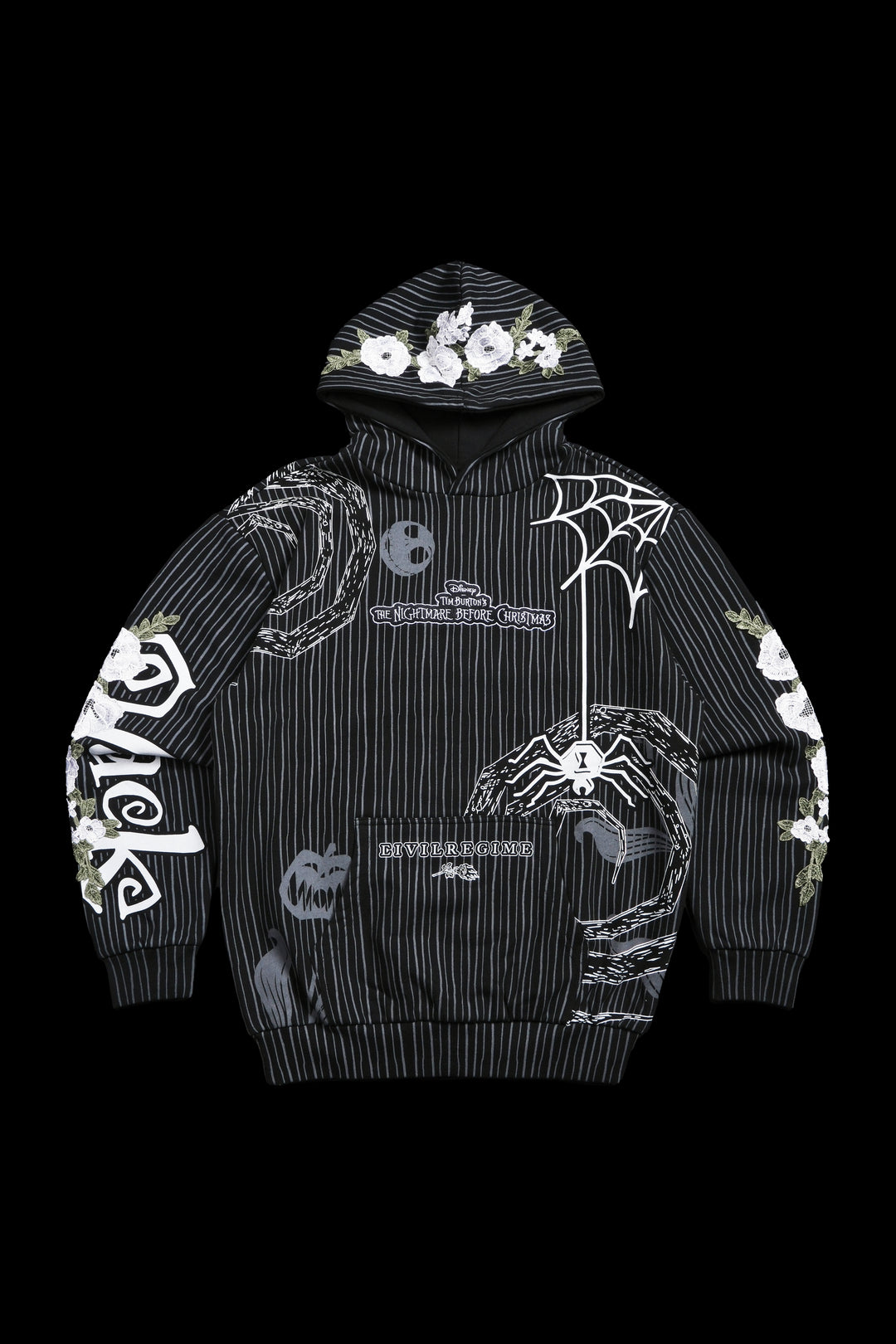 Spiral Chaos Indie Rose Hoodie in Pinstripe Print