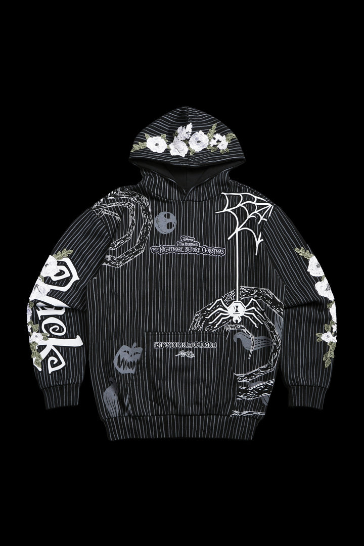 Spiral Chaos Indie Rose Hoodie in Pinstripe Print