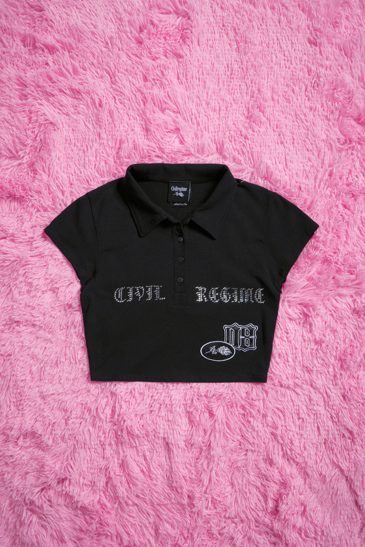 Detention Brat Mini Cropped Polo in Black