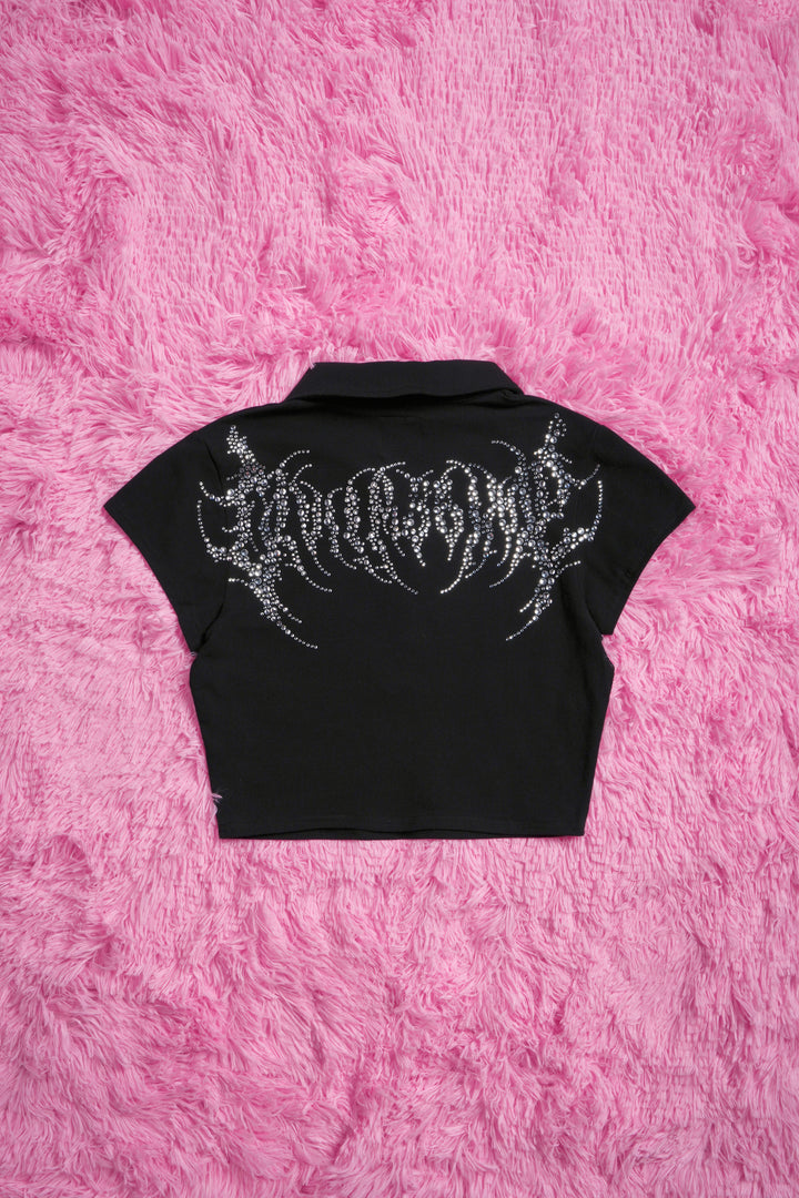 Detention Brat Mini Cropped Polo in Black