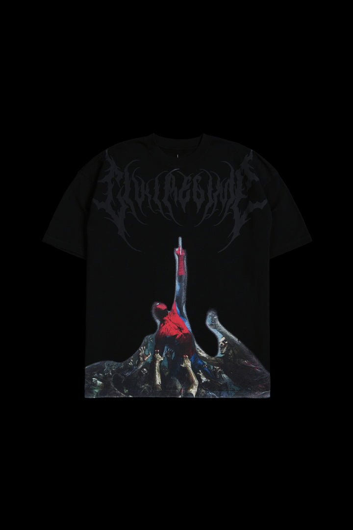 Zombie Spiderman American Classic Oversized Tee in Black