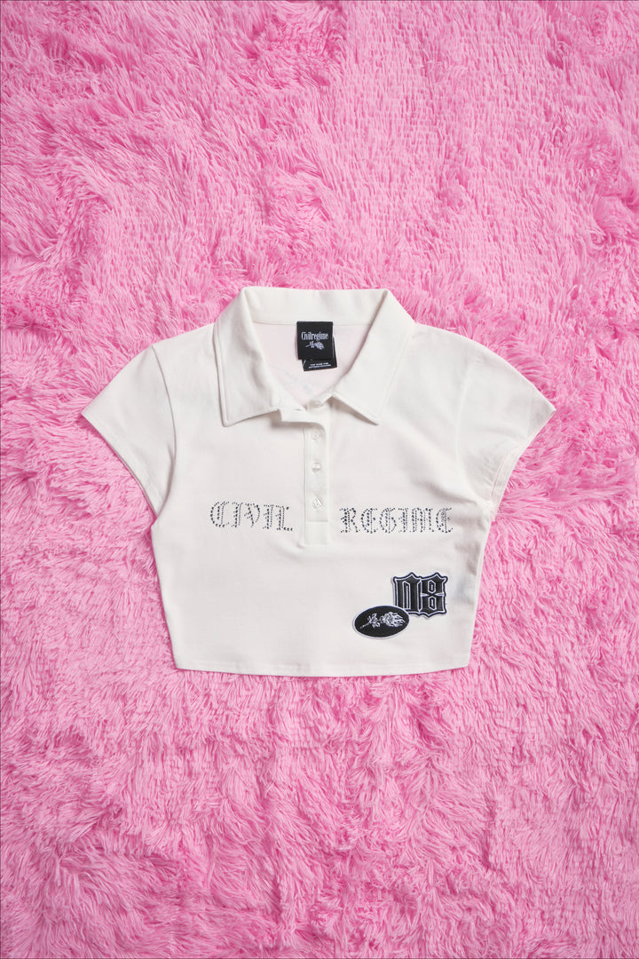 Honor Roll Princess Mini Cropped Polo in White