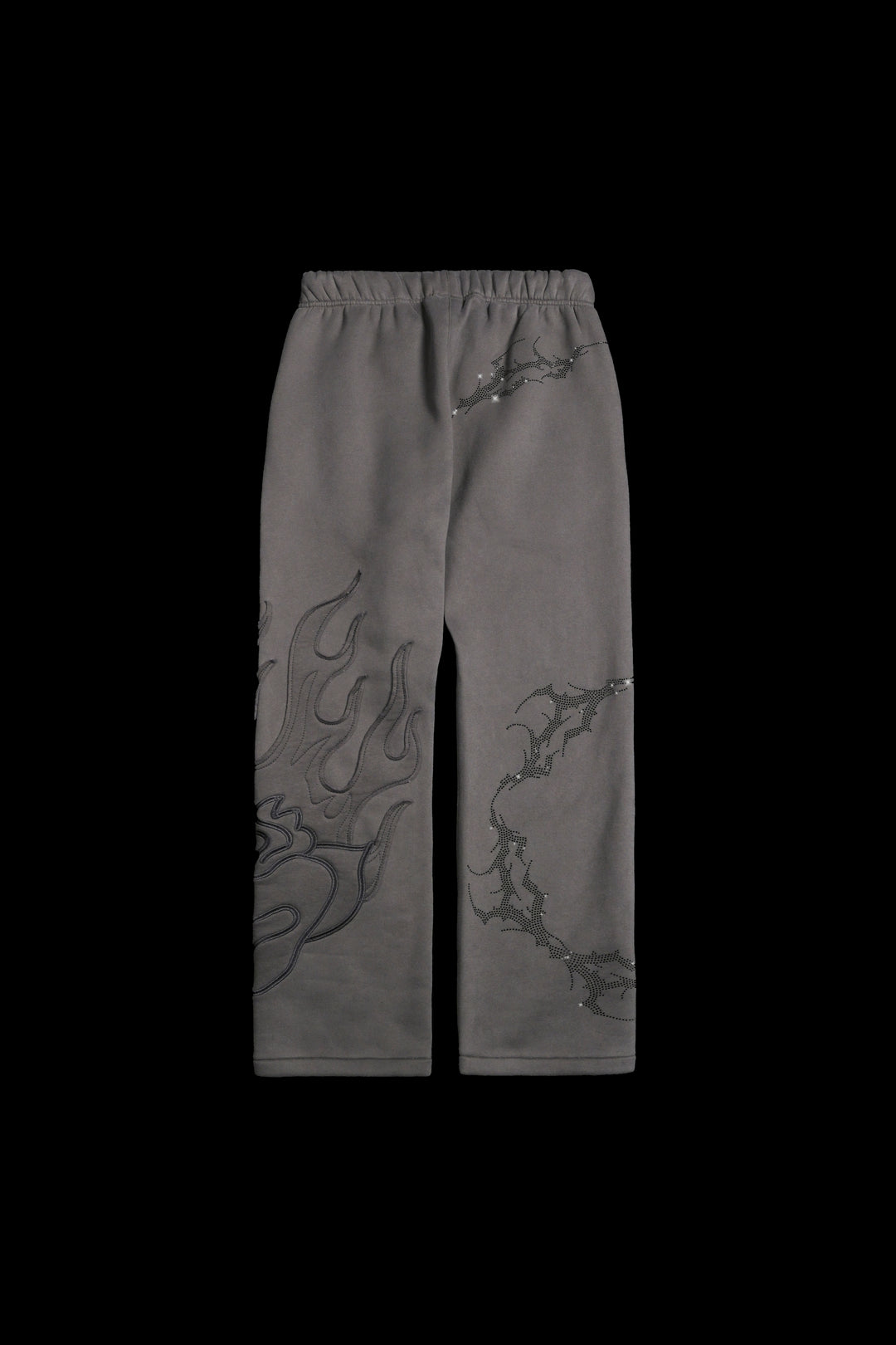 Bad Bih Rhinestone  Wide Leg Fleece Pants in Vintage Ashes