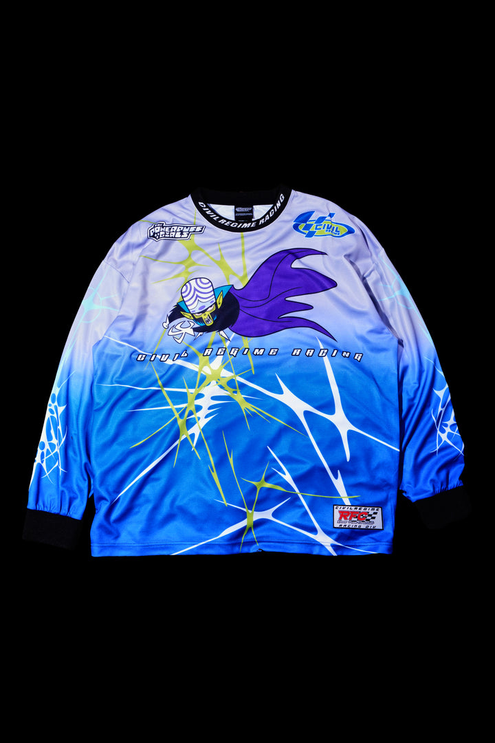 Race Out L/S Moto Jersey in Gray/Blue Gradient
