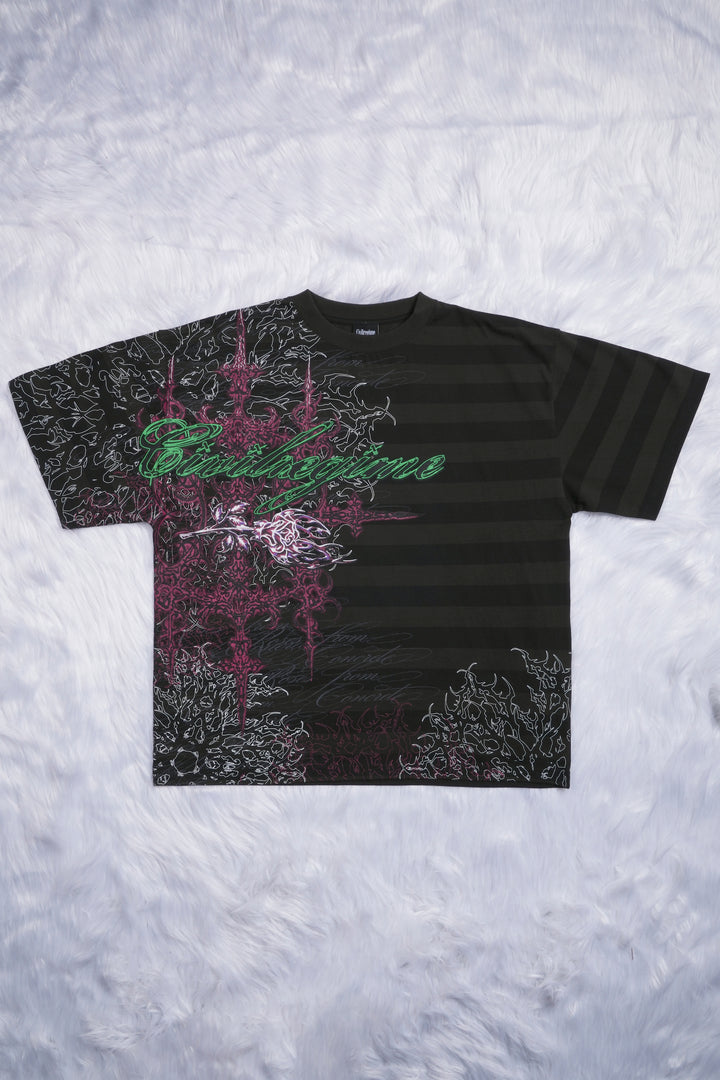 Lions And Lambs 199X Oversized Tee in Black Stripe