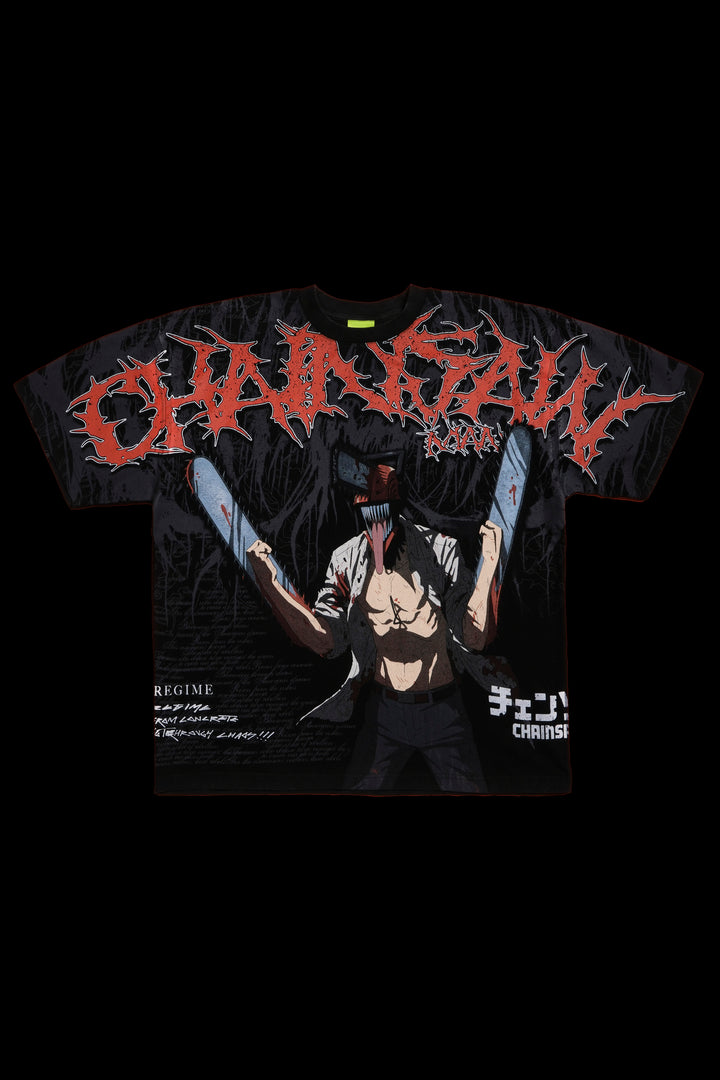Chainsaws Chaos American Classic Oversized Tee in Vintage Black