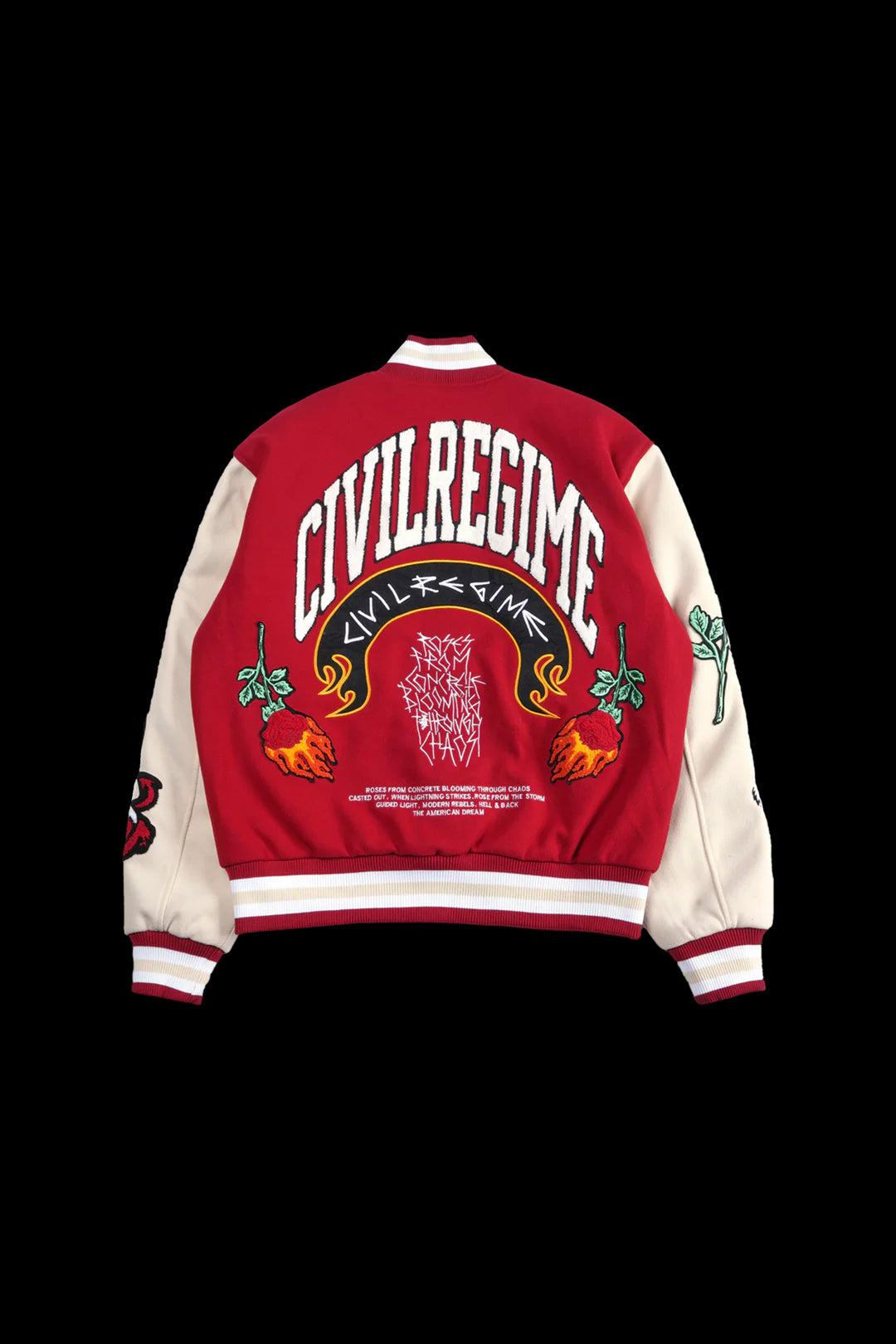Flames V2 Varsity Jacket in Butter/Red