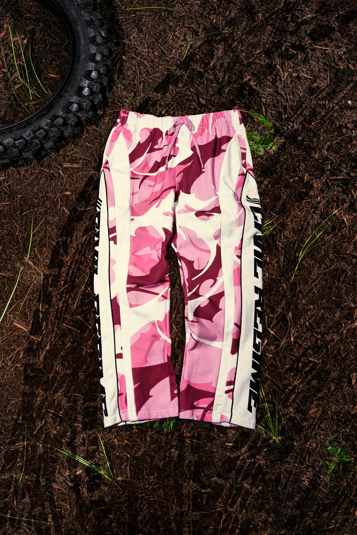 Operation Puff Eternal Wide Leg Fleece Pants in Baby Pink Camo