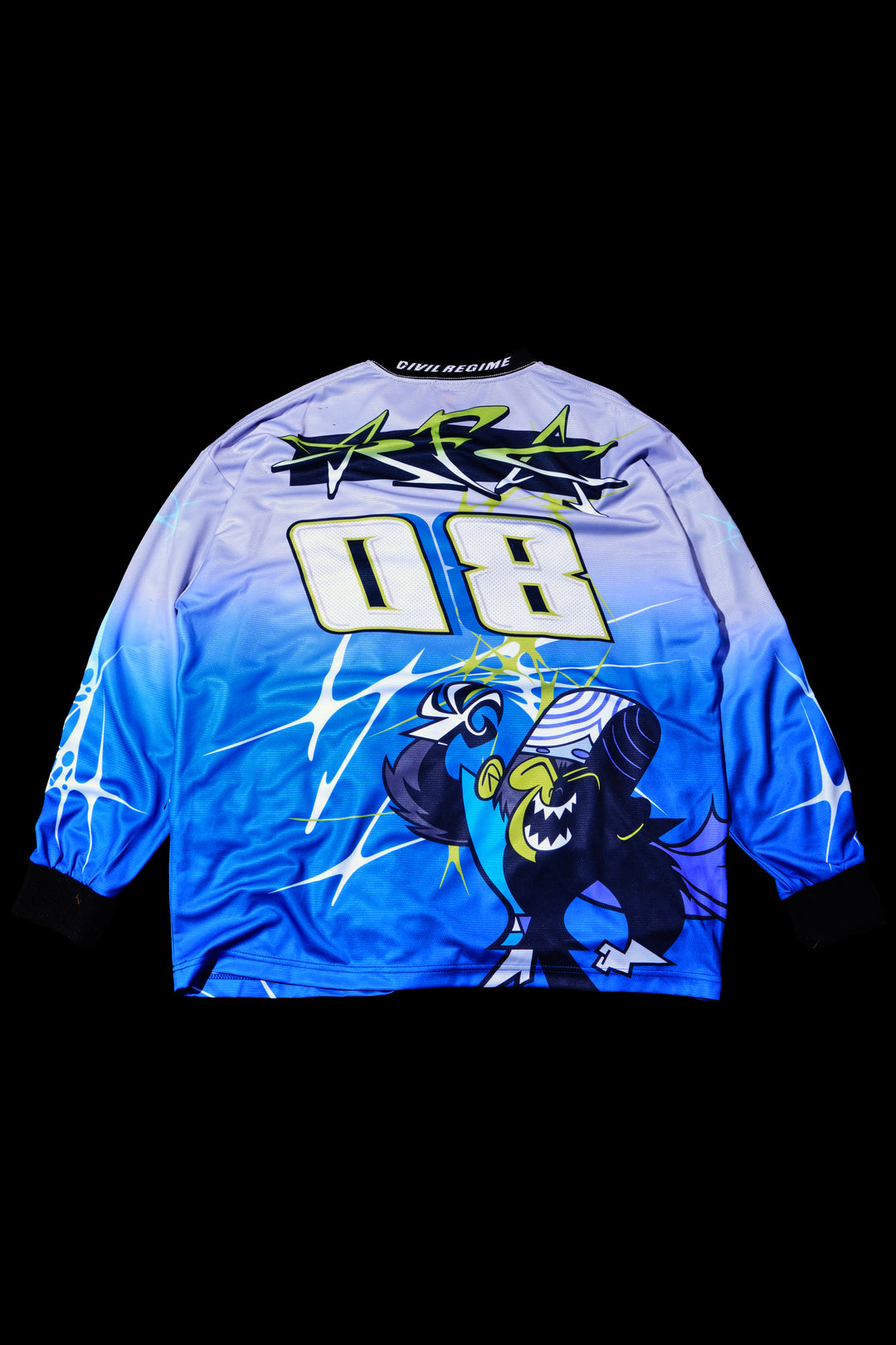 Race Out L/S Moto Jersey in Gray/Blue Gradient