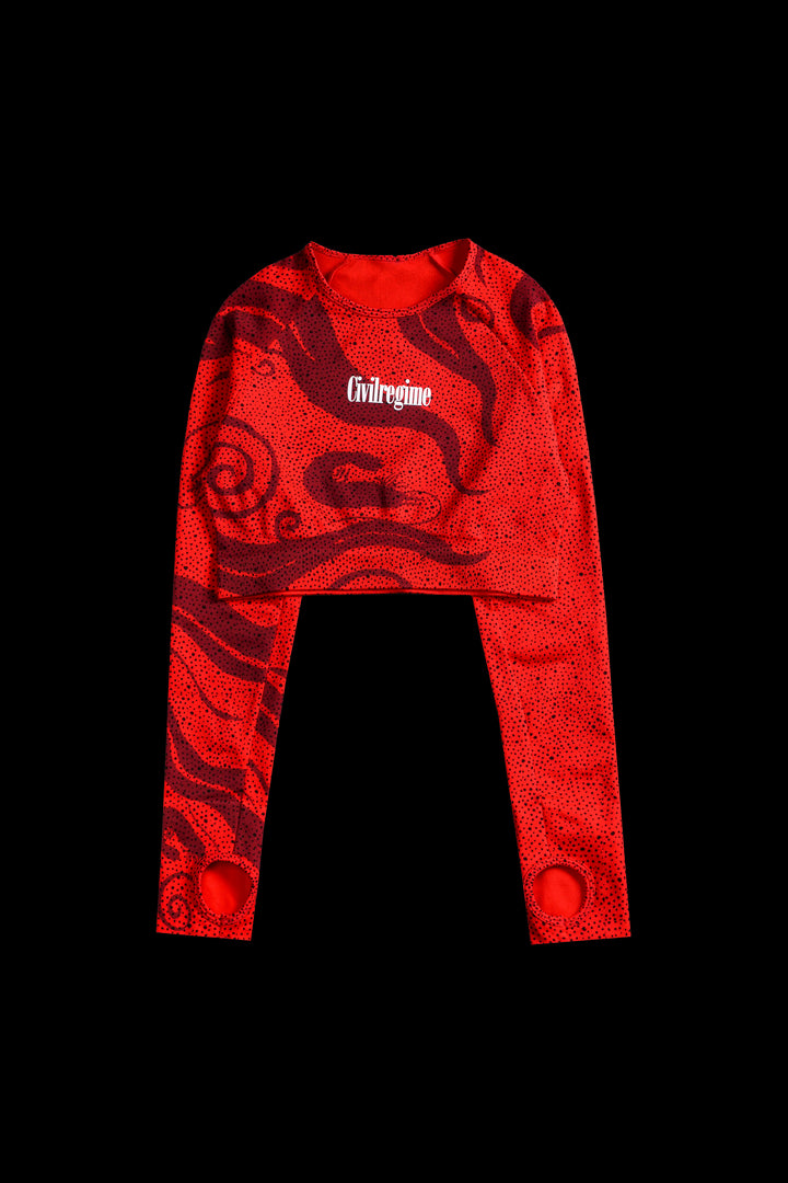 Red Chaos Kelly Seamless L/S Top in Red Chaos Print
