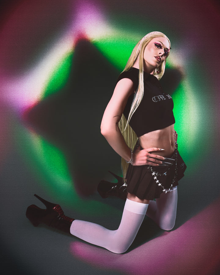 Detention Doll Mini Pleated Skirt in Black