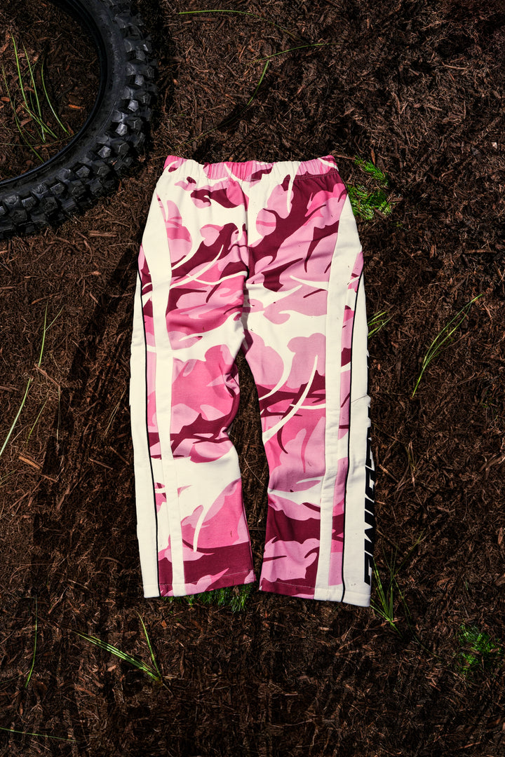 Operation Puff Eternal Wide Leg Fleece Pants in Baby Pink Camo