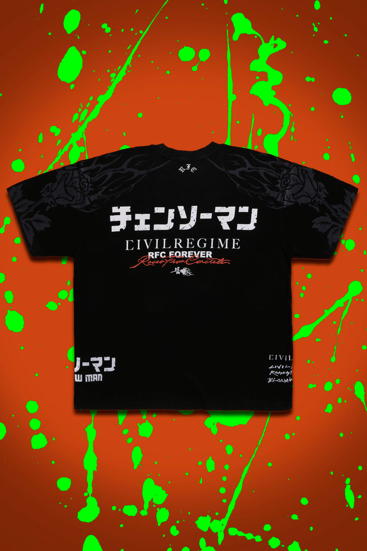 Chainsaws Chaos American Classic Oversized Tee in Vintage Black