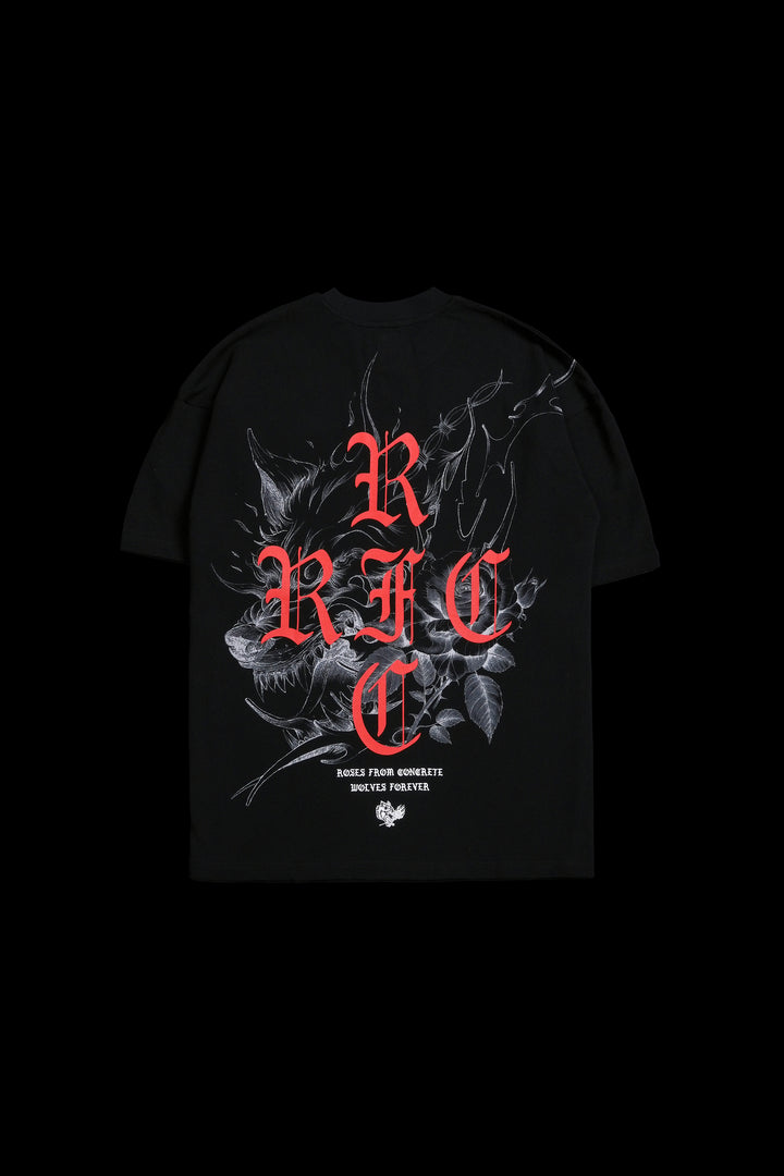 Wolf From Concrete American Classic Oversized Tee in Black