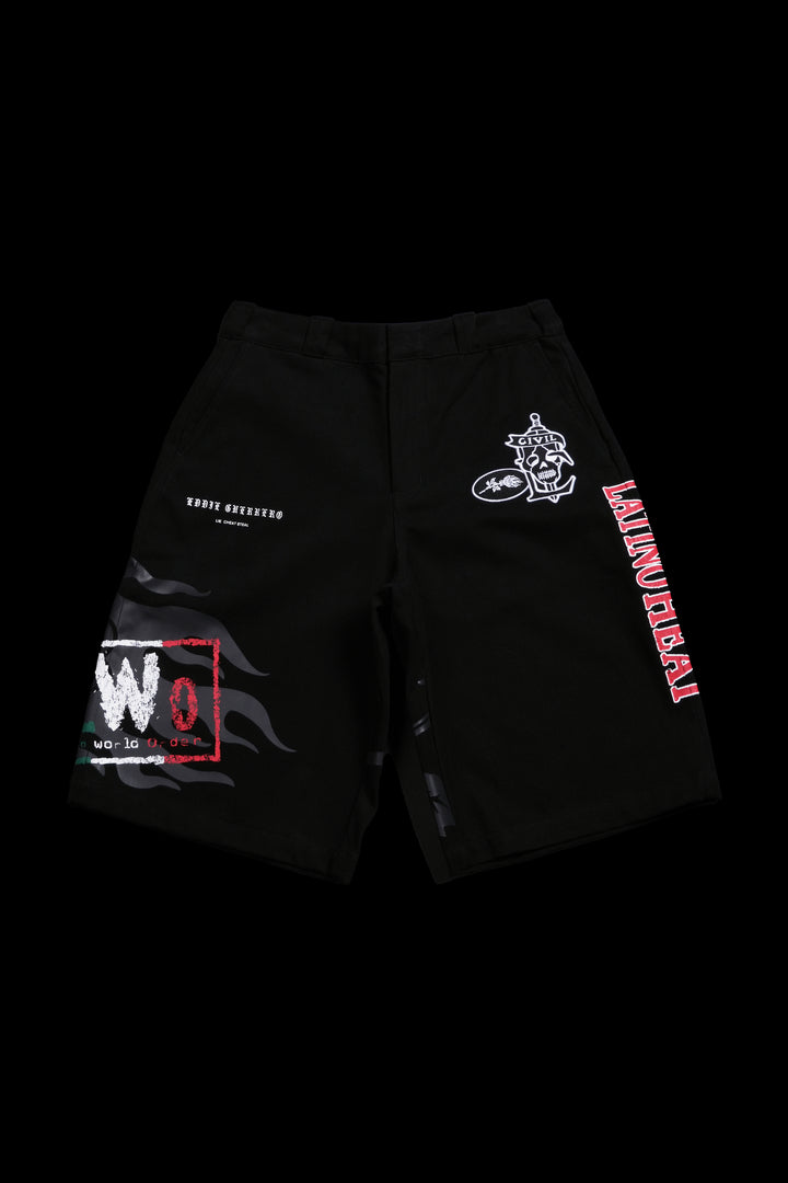 Latino Rose Garden Heat Blue Collar Shorts in Black
