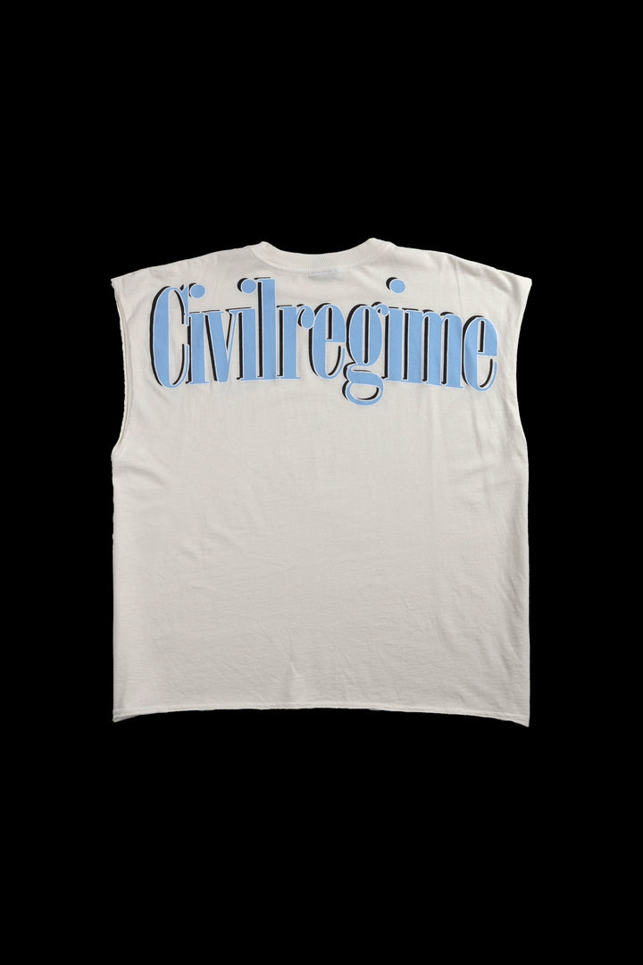 Concrete Blue 199X Raw Hem Cut Off Tee in Butter