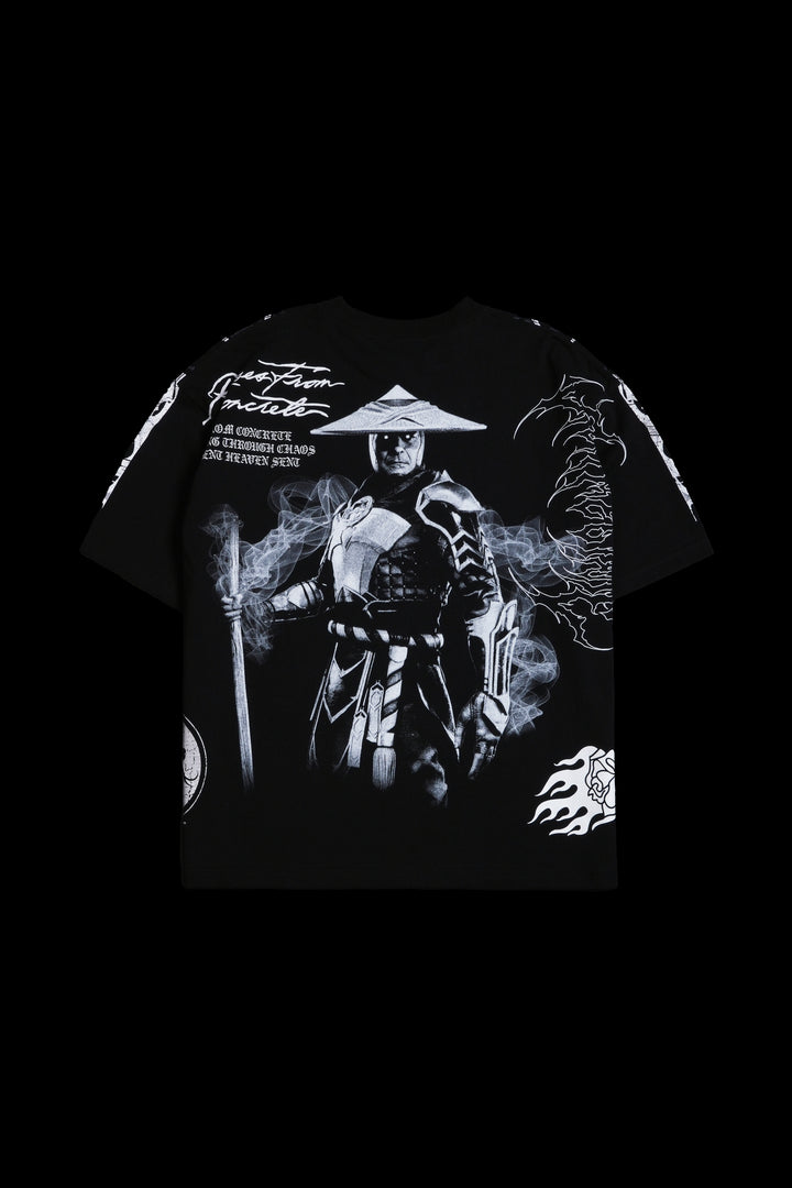 Raiden 199X "Side By Side" Oversized Tee in Black