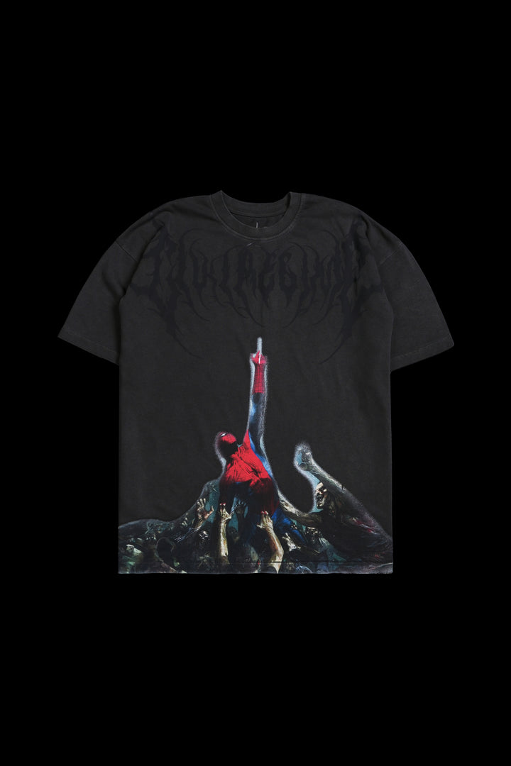 Zombie Spiderman American Classic Oversized Tee in Vintage Ashes