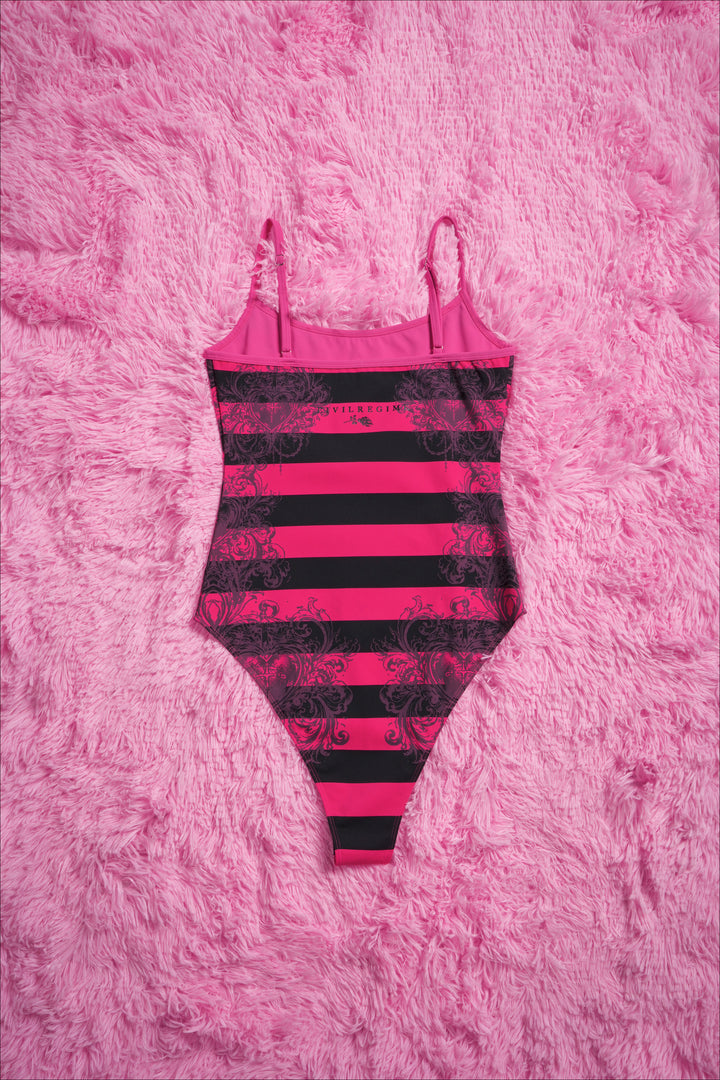 Regime Noire Pookie Cami Bodysuit in Black/Hot Pink