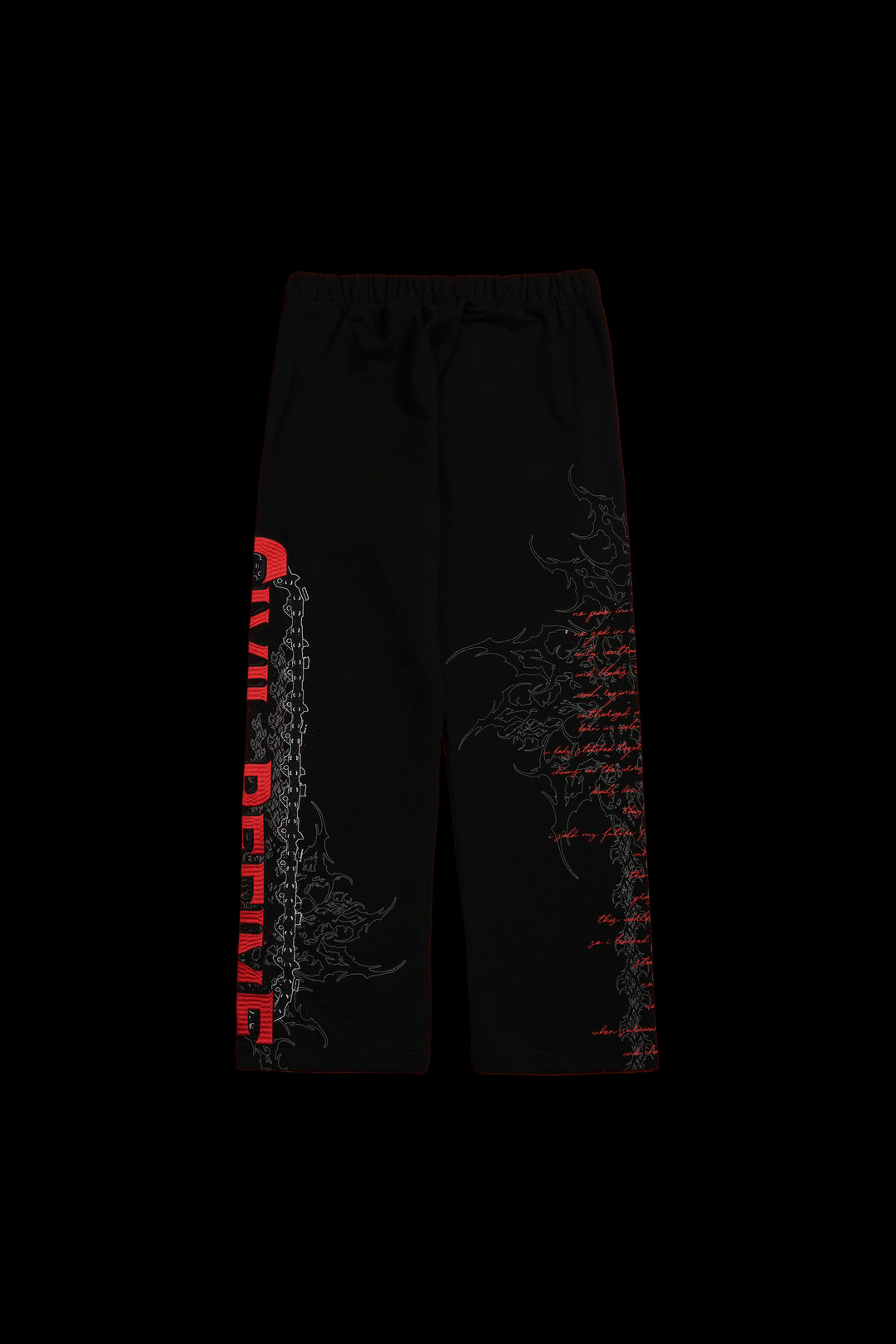 Chaos Is Policy Eternal Wide Leg Fleece Pants in Black