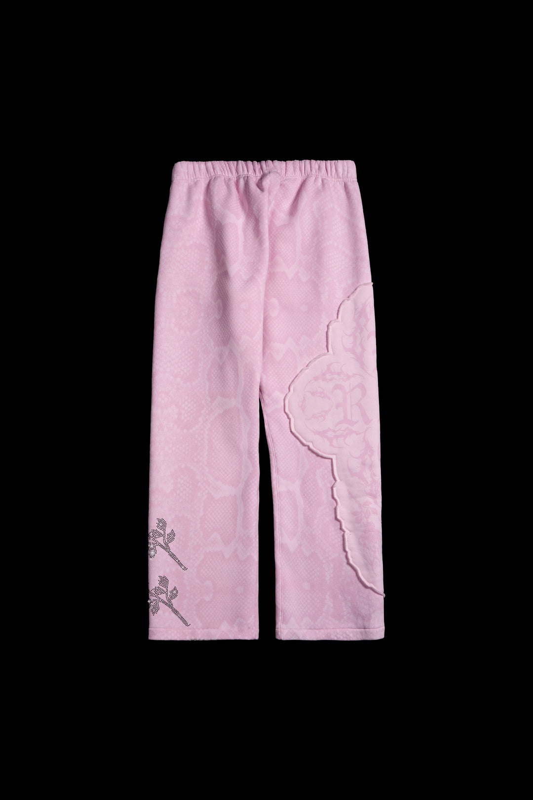 Chaos Luxe Wide Leg Fleece Pants in Baby Pink Snake
