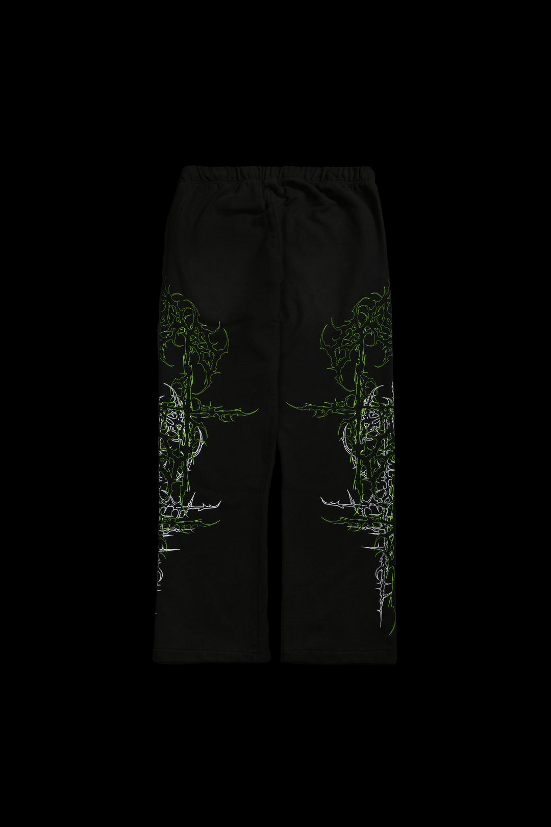 Lucid Eternal Wide Leg Fleece Pants in Vintage Black/Acid Green