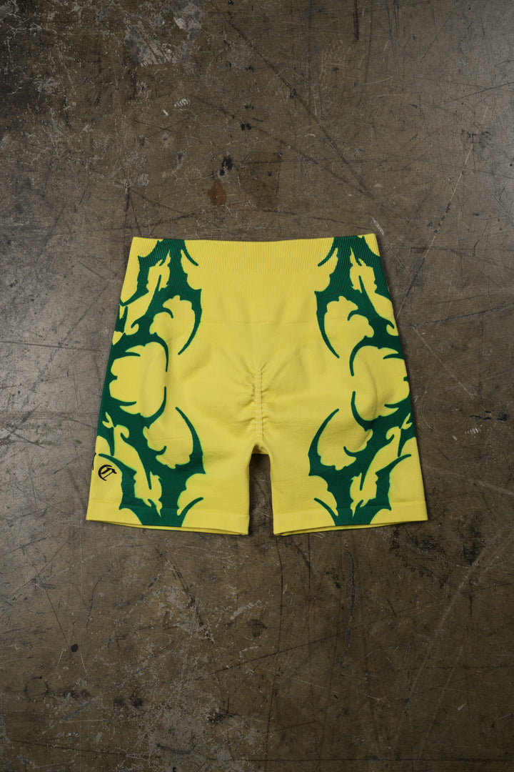 Alpha Aura Kelly Seamless Shorts in Yellow