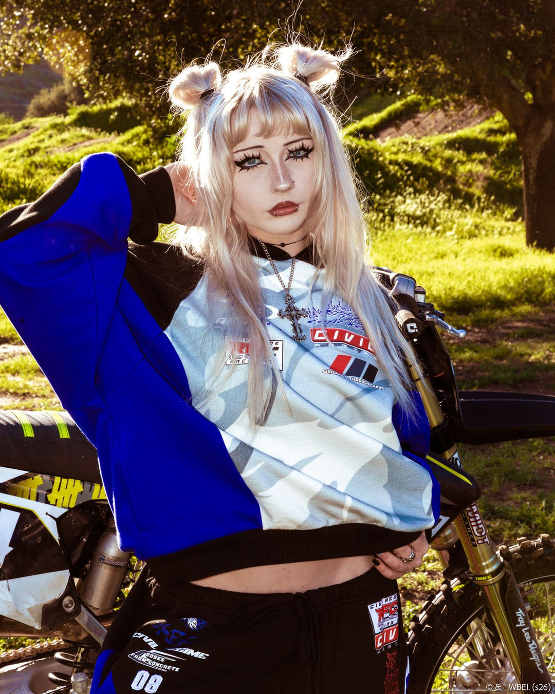 Civil Motors Destroy Hoodie in Black/Blue