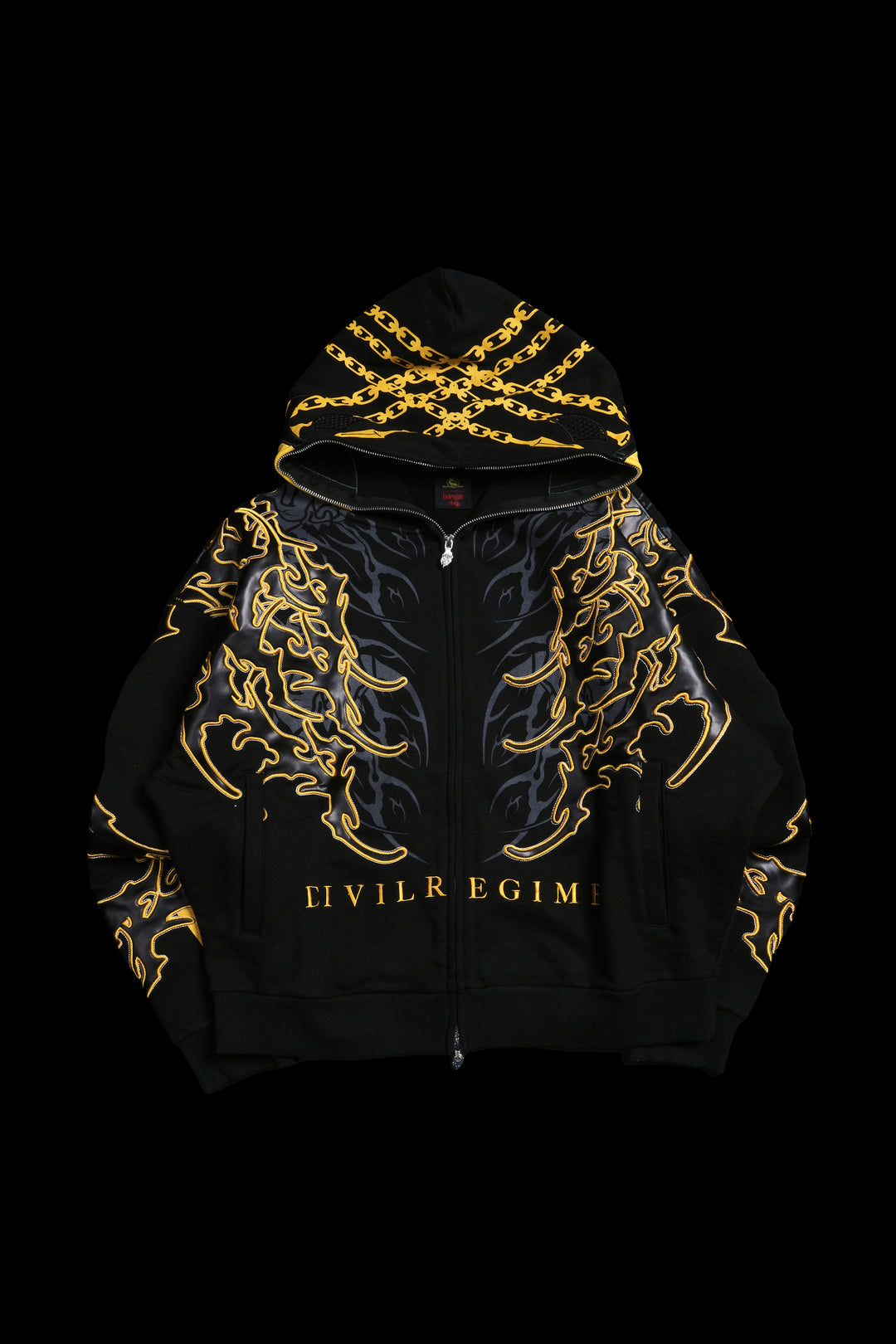 Dagger Of Roses Full Zip Up Hoodie in Black