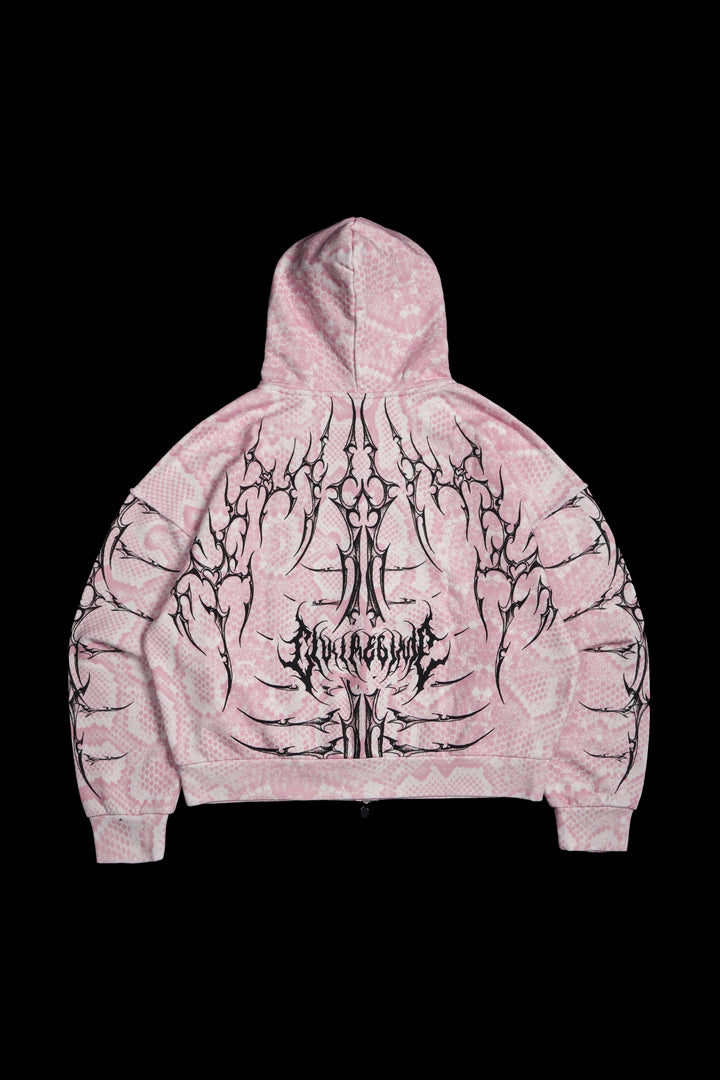 Core Brigade Civil Zip Up Hoodie in Baby Pink Snake