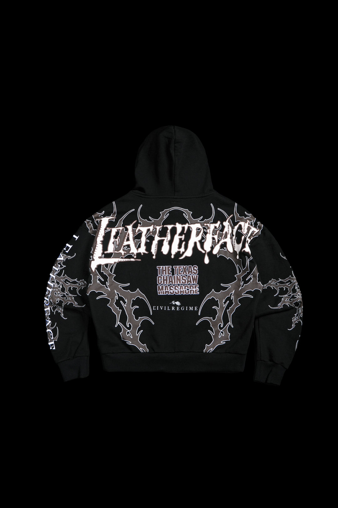 Driven By Fear Full Zip Up Hoodie in Black/Butter