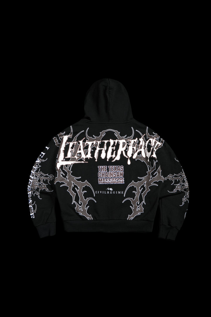 Driven By Fear Full Zip Up Hoodie in Black/Butter