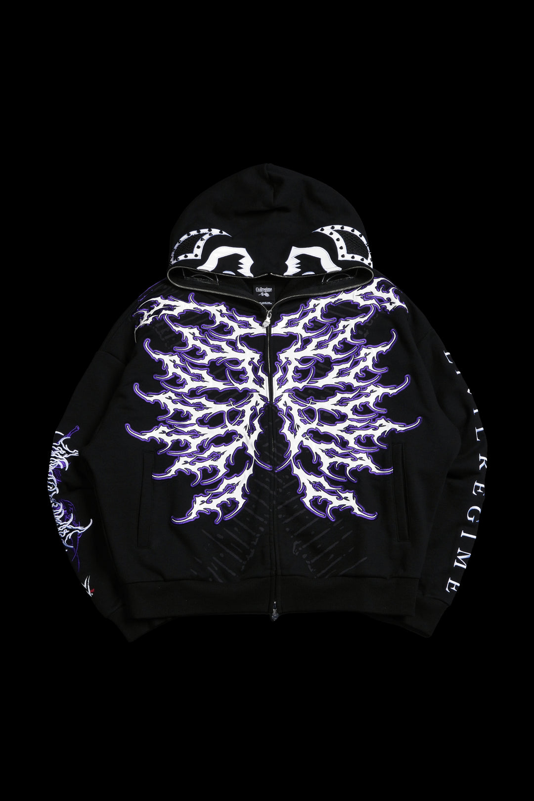 Dirty Dom Wanted Full Zip Up Hoodie in Black