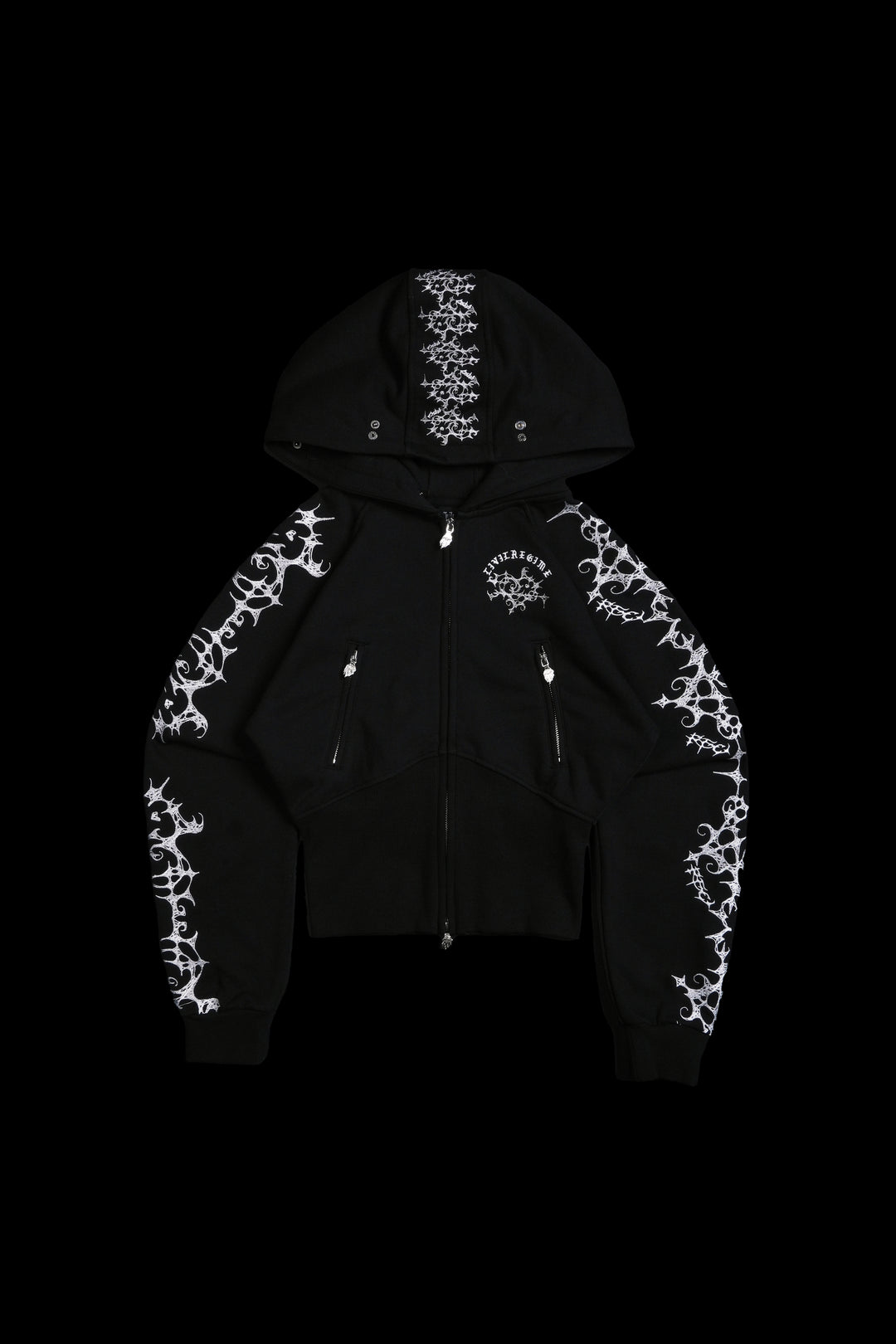Lover's Lament Angel Cropped Fur Zip Up Hoodie in Black