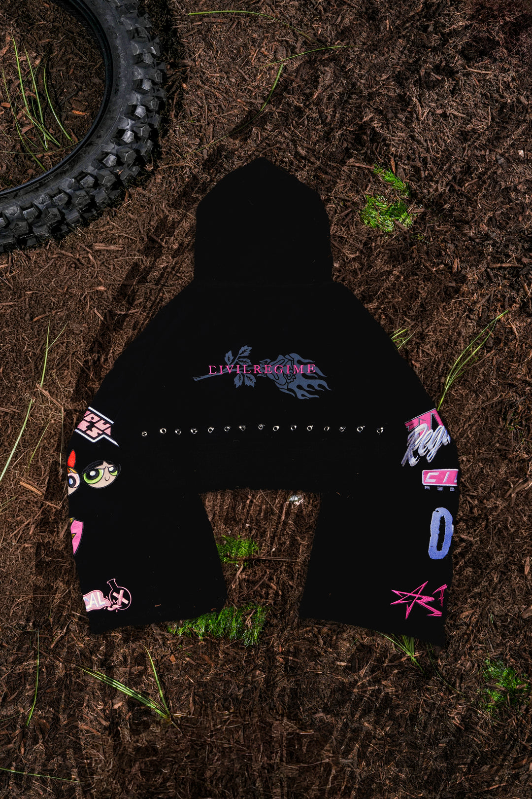 Spons'd Reverse French Terry Hoodie in Black