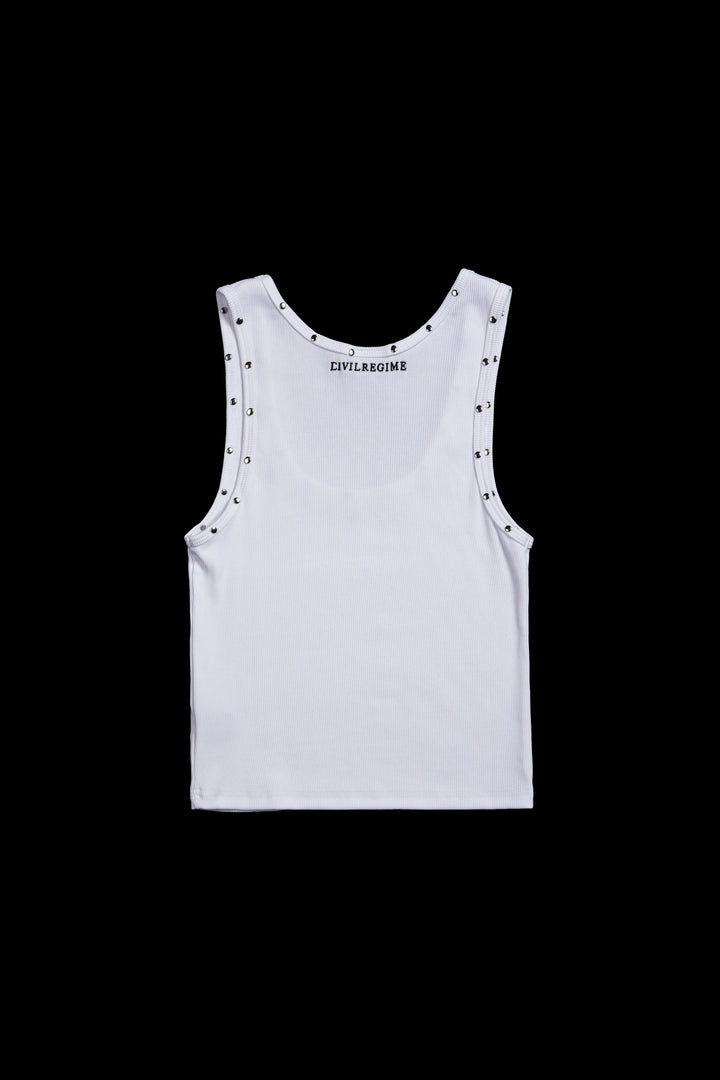 Vengeful Cropped Ribbed Tank in White