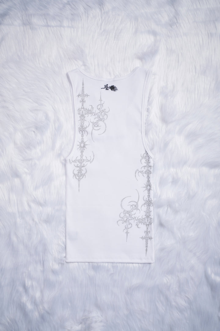 Cyber Bloom Tank Top in White