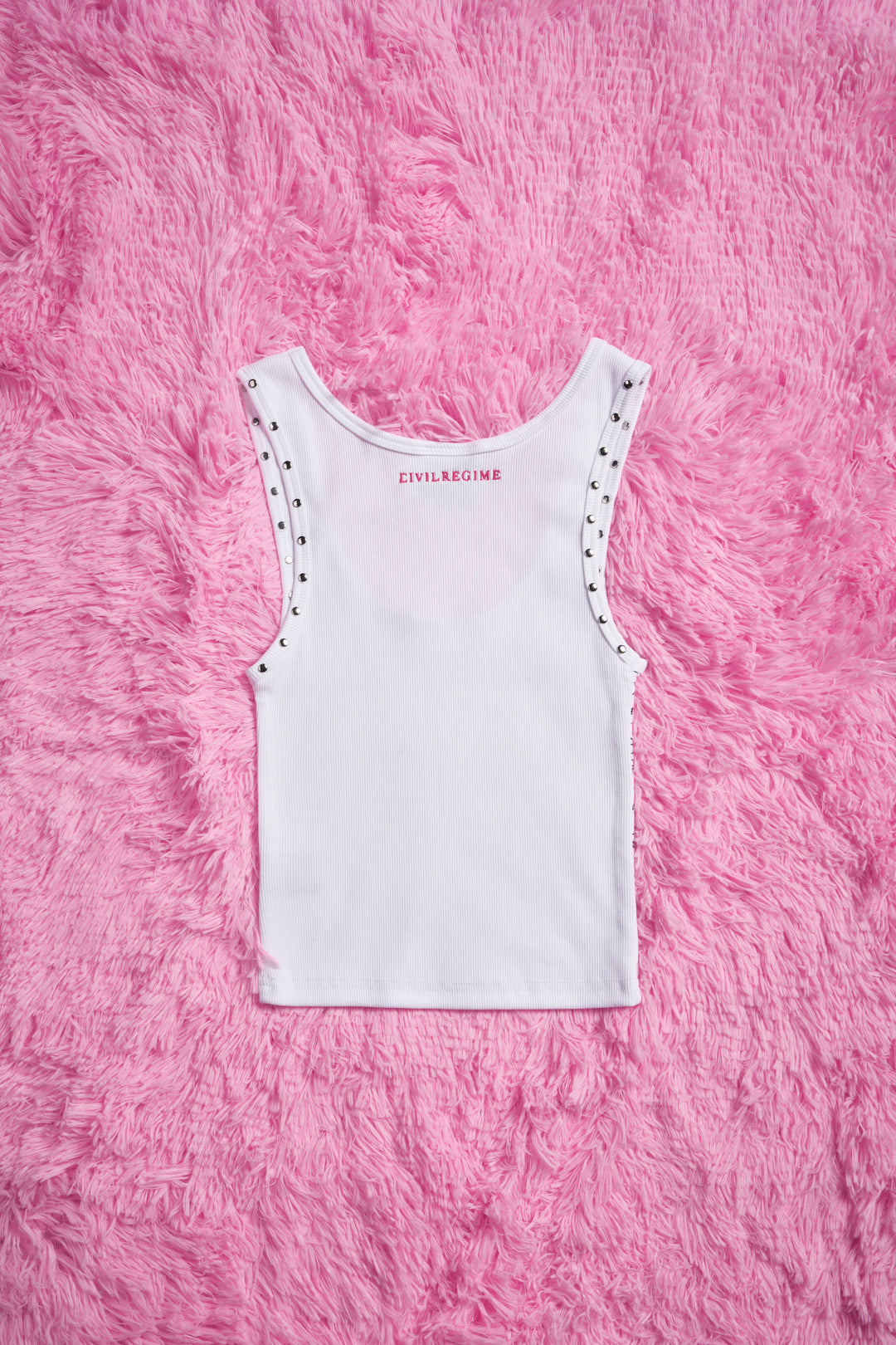 Night Realm Cropped Ribbed Tank in White