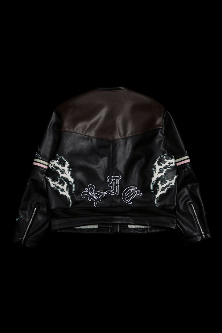 Reckless Spirit Leather Jacket in Black/Brown/Pink