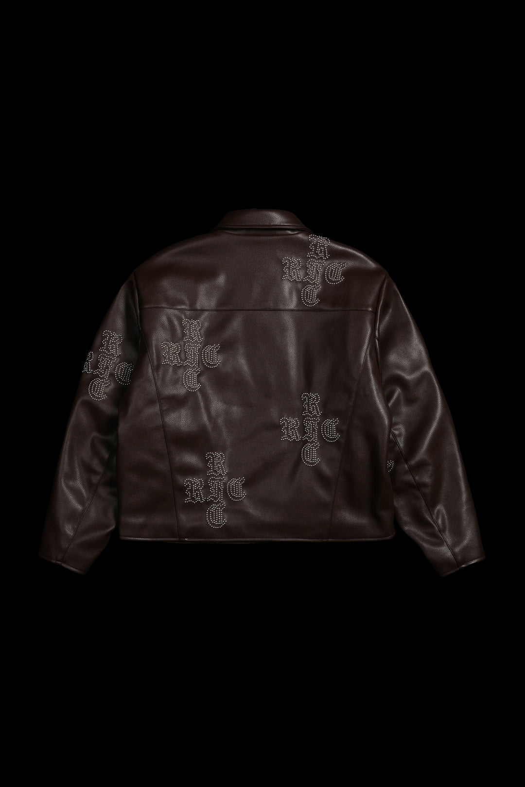 Dome Studs Leather Jacket in Dark Brown
