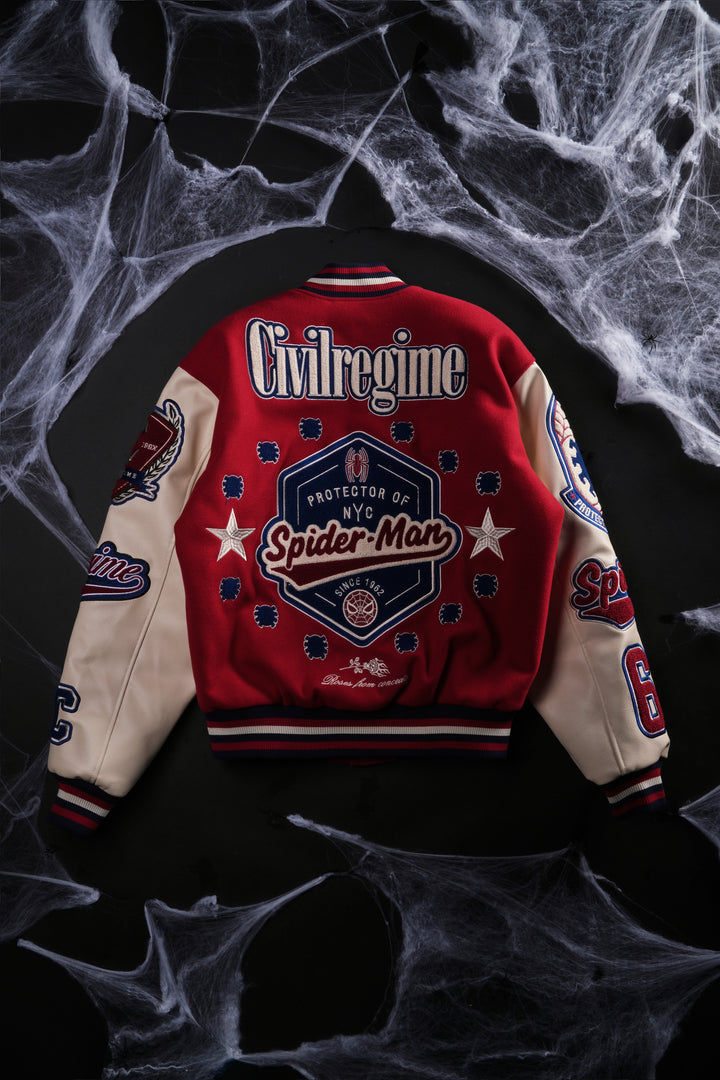 Protector Of NYC Letterman Jacket in Red/Sand