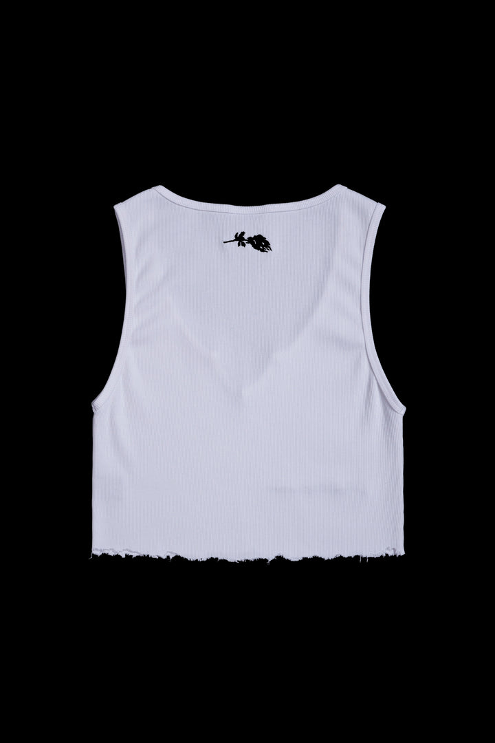 Civil Rose Raw Edge Rib Tank in White