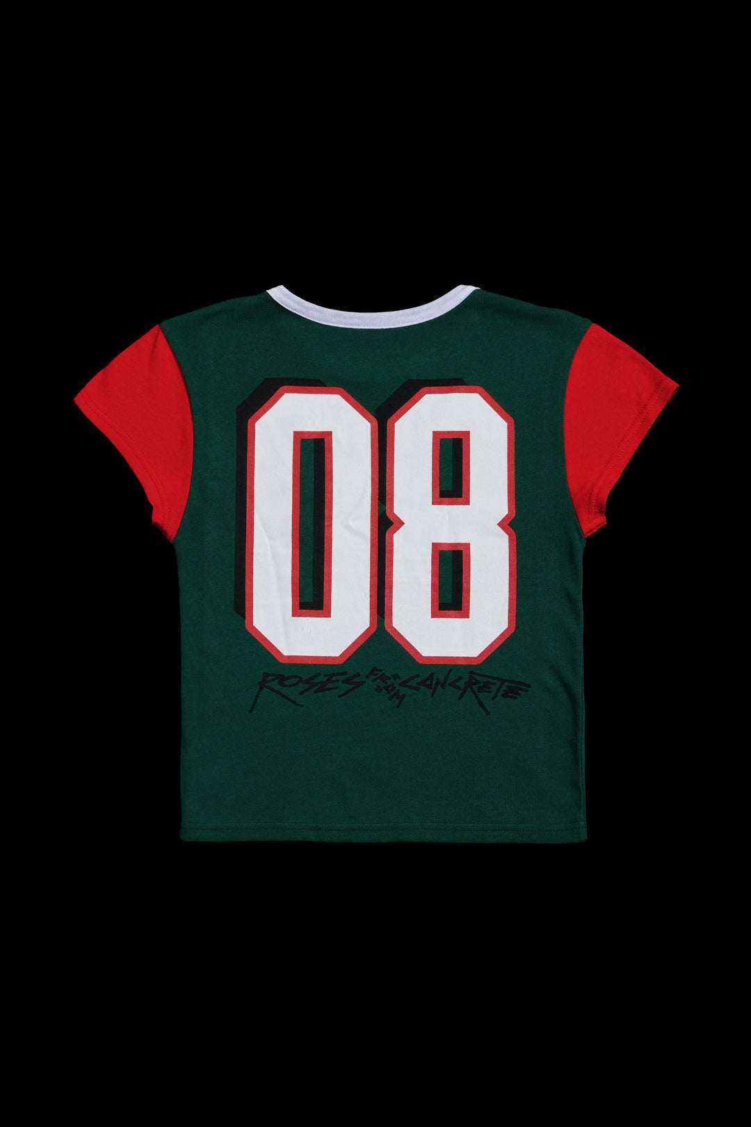 La Jefa Baby Tee in Deep Green/Radiant Red/White
