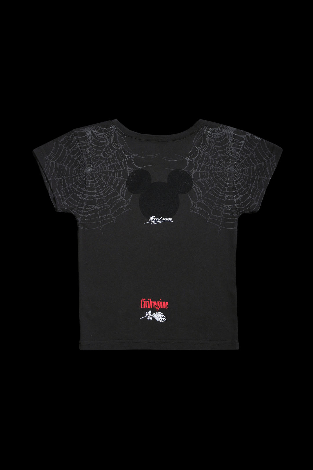 Cobweb Mickey Baby Tee in Vintage Ashes