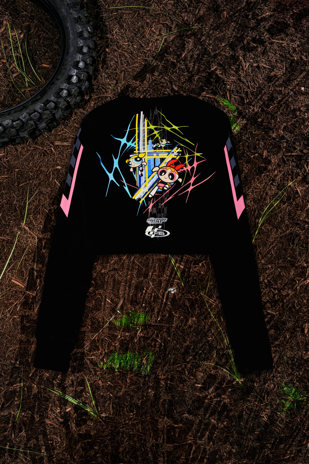 Night Patrol Crop L/S Waffle Thermal in Black