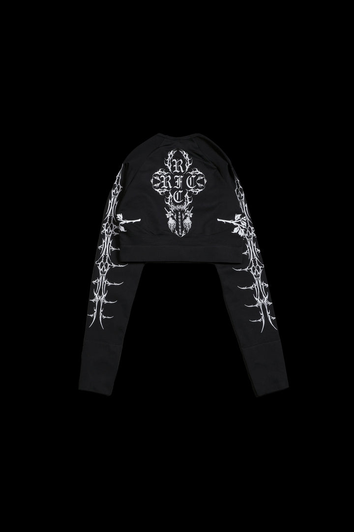 Sinister Bloom Seamless L/S Top in Black
