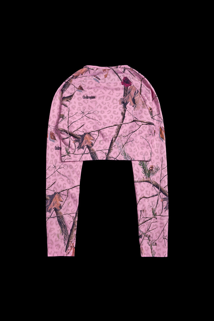 Concrete Forest Seamless L/S Top in Baby Pink Real Leopard Camo