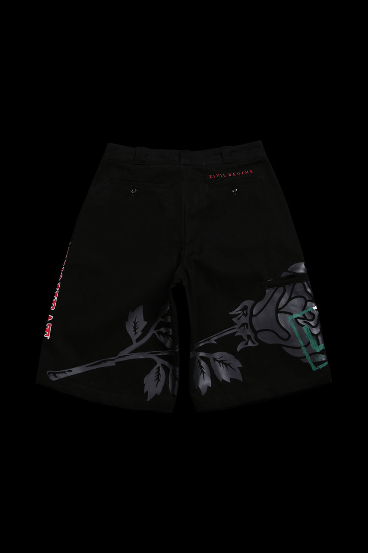 Latino Rose Garden Heat Blue Collar Shorts in Black