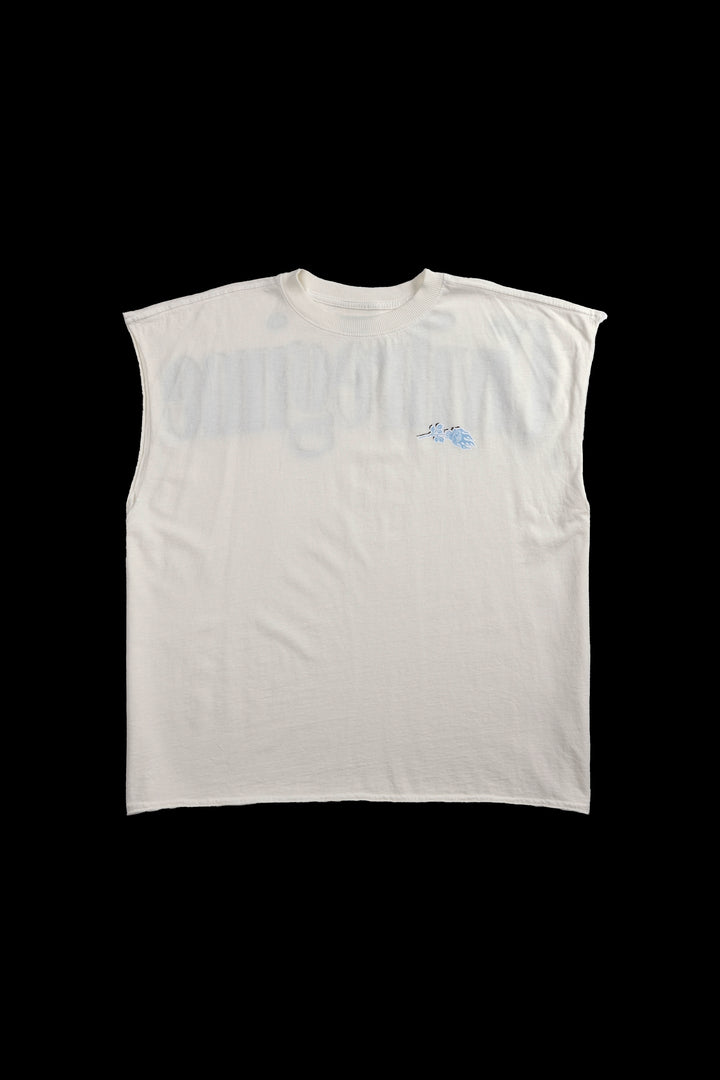 Concrete Blue 199X Raw Hem Cut Off Tee in Butter